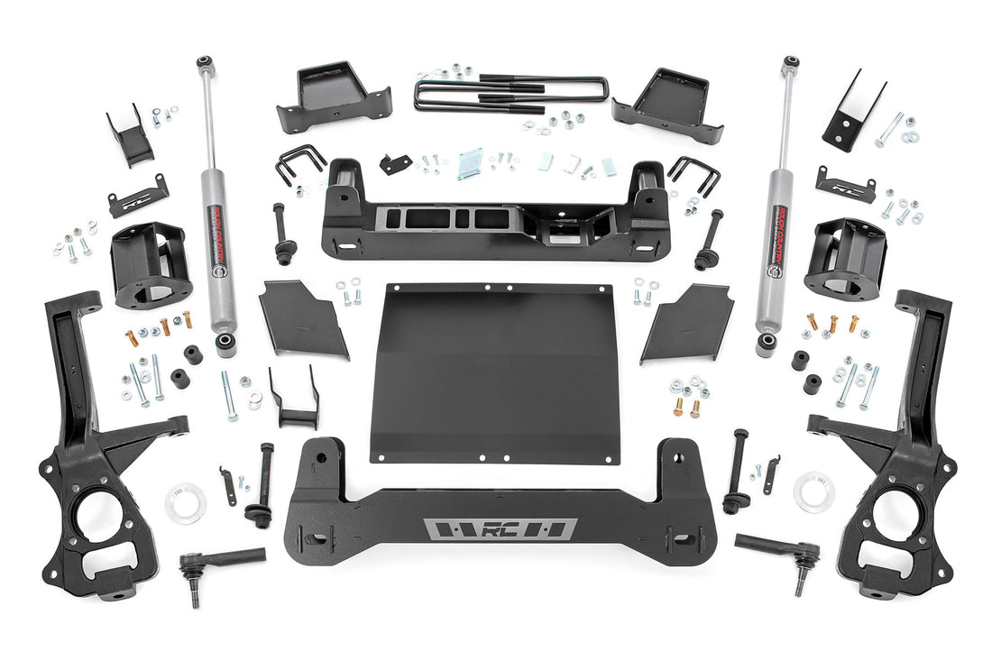 Rough Country 4 Inch Lift Kit | AT4/Trailboss | Chevy/GMC 1500 2WD/4WD (19-24)/Silverado 1500 (19-24) - Trailboss / AT4 (2.7L, 3.0L) / Strut Spacers / N3 Shocks