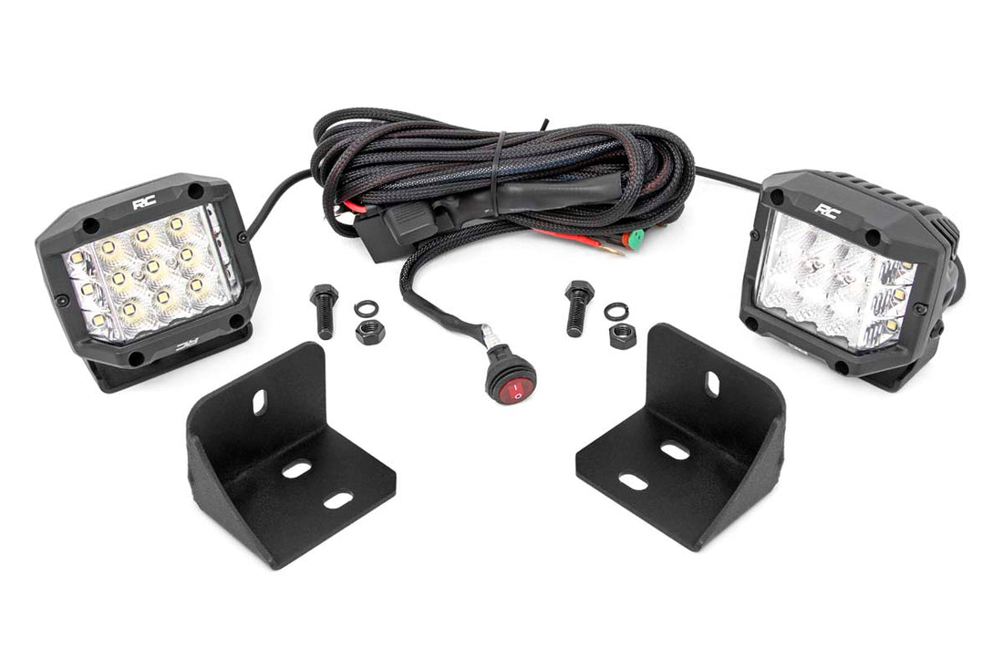 Rough Country LED Cube Light Kit | Can-Am Defender HD5/HD8/HD9/HD10 - 3in Chrome Wide-Angle LED Cubes
