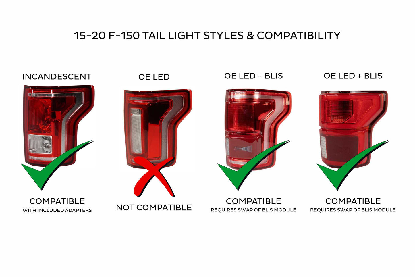 XB LED Tail Lights: Ford F-150 (15-20 / Red Lens / Set) - Trucks R Us