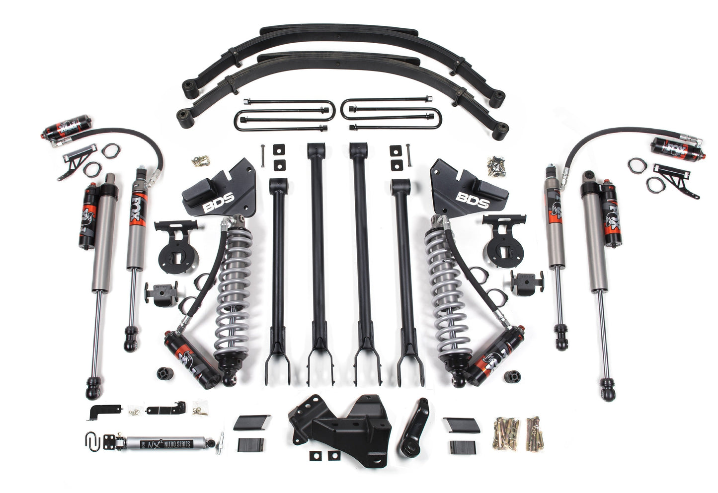 BDS Suspension 4 Inch Lift Kit w/ 4-Link | FOX 2.5 Performance Elite Coil-Over Conversion | Ford F250/F350 Super Duty (17-19) 4WD | Diesel