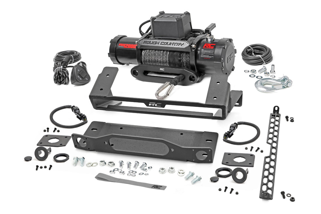 Rough Country High Winch Mount | Ford Bronco 4WD (2021-2026) - with PRO12000S Winch / None