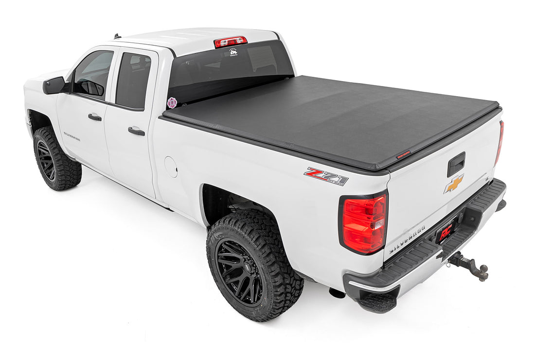 Rough Country Soft Tri-Fold Bed Cover | Chevy/GMC 1500/2500HD/3500HD (14-19 & Classic) - 6'7" Bed without Cargo Management System