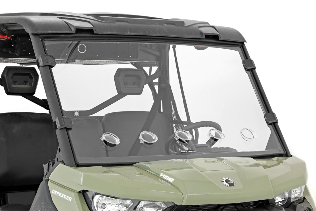 Rough Country Full Windshield | Scratch Resistant | Can-Am Defender HD 8/HD 9/HD 10 - Vented Windshield