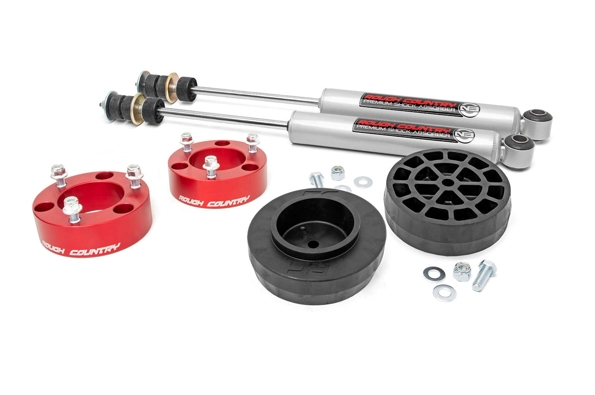 Rough Country 3 Inch Lift Kit | Toyota 4Runner (03-09)/FJ Cruiser (07-14) 2WD/4WD - No Struts (Red Spacer) / Premium N3