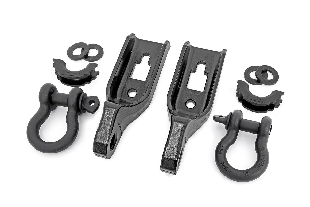 Rough Country Tow Hook Brackets | Ford F-150 2WD/4WD (2009-2020) - W/ Standard D-Ring & Rubber Isolators