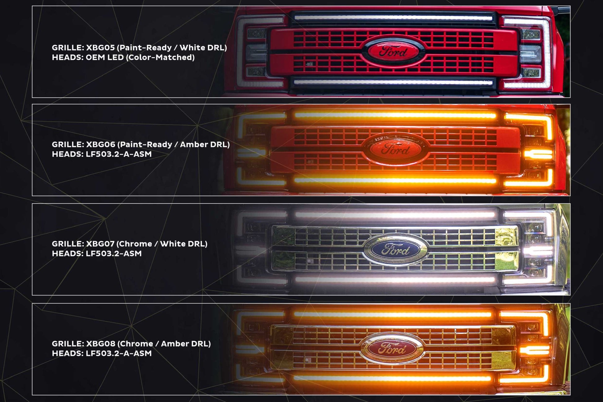 XB LED Headlights: Ford Super Duty (17-19 / Amber DRL / Set) - Trucks R Us