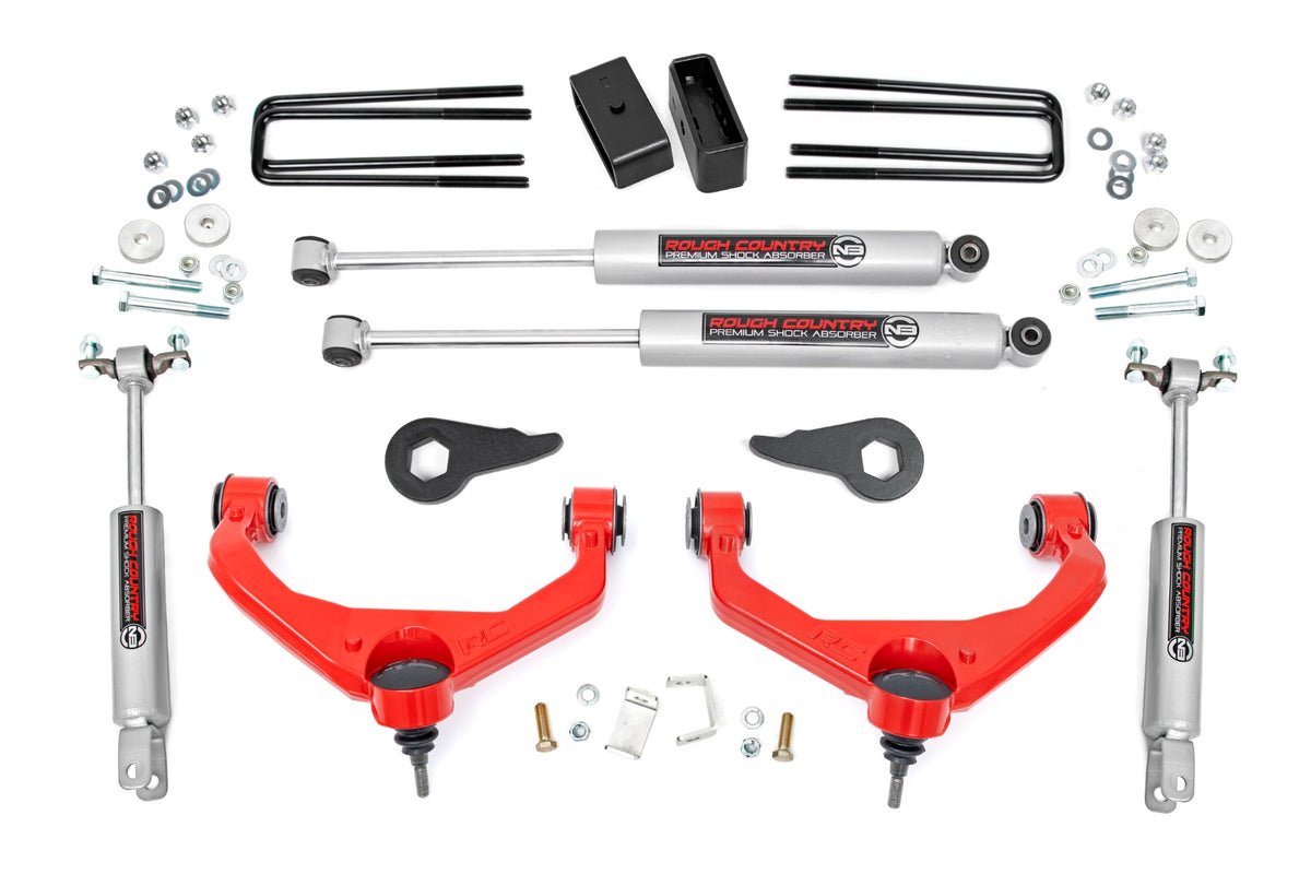 Rough Country 3.5 Inch Lift Kit | Chevy/GMC 2500HD/3500HD 2WD/4WD (11-19) - Yes / Red / Premium N3