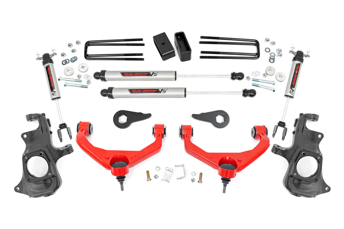 Rough Country 3.5 Inch Lift Kit | Chevy/GMC 2500HD/3500HD (11-19) - No / Red / V2 Monotube