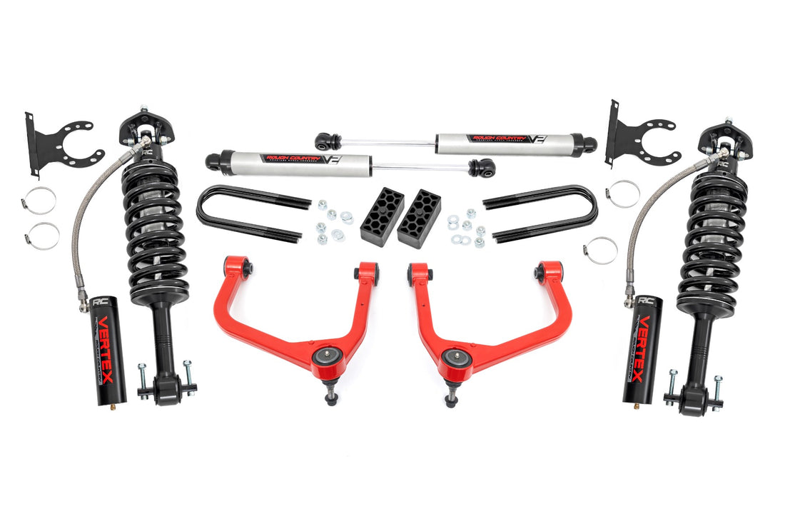 Rough Country 3.5 Inch Lift Kit | Chevy Silverado 1500 2WD/4WD (2025-2026) - Red / Multi-Leaf Spring / Vertex Coilovers w/V2 Rear Shocks