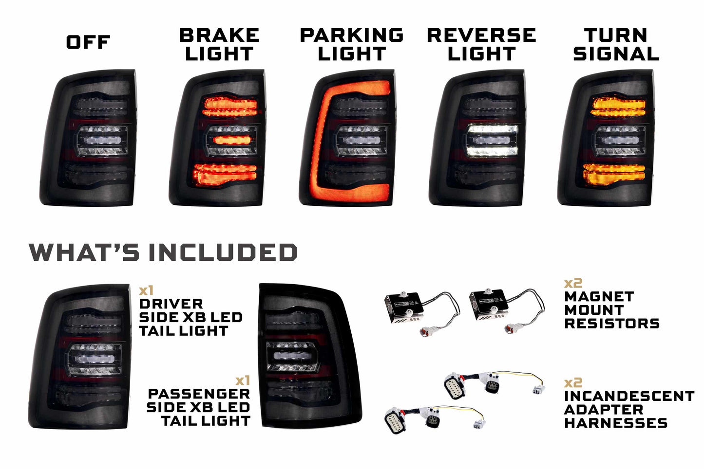XB LED Tail Lights: Ram HD (19+ / Smoked Lens / Set) - Trucks R Us