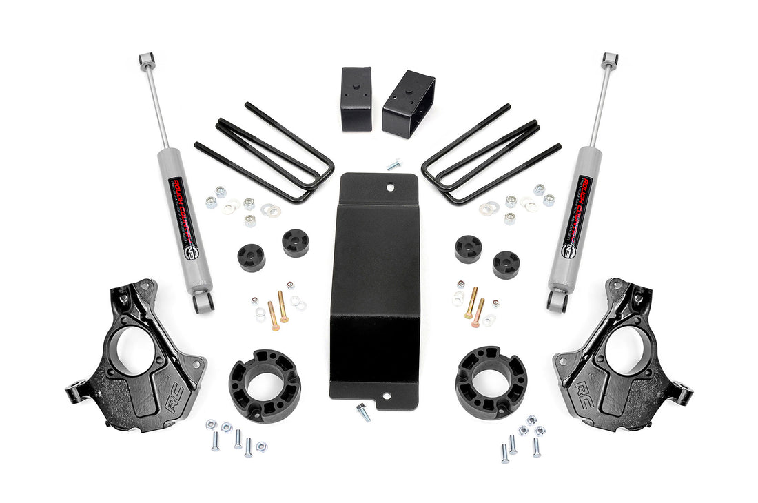 Rough Country 3.5 Inch Lift Kit | Chevy/GMC 1500 4WD (14-18) - Stock Cast Aluminum or Stamped Steel / Strut Spacers w/N3 Rear Shocks