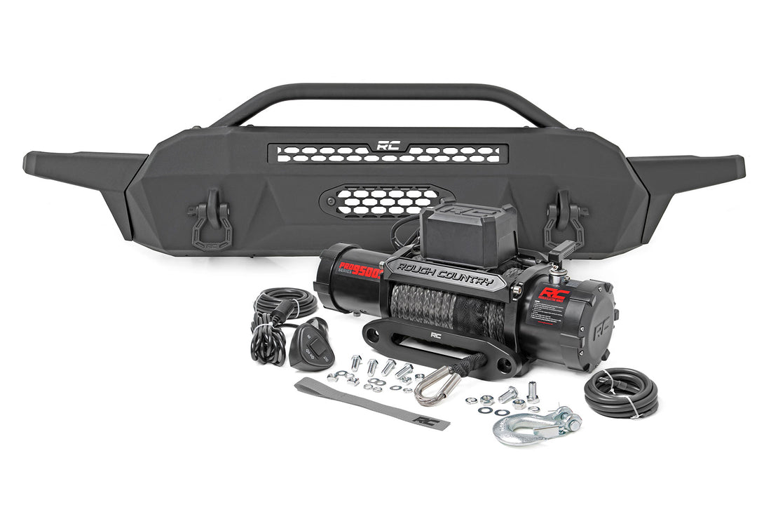 Rough Country Front Bumper | High Clearance | Toyota Tacoma 2WD/4WD (2016-2023) - None / with PRO9500S Winch