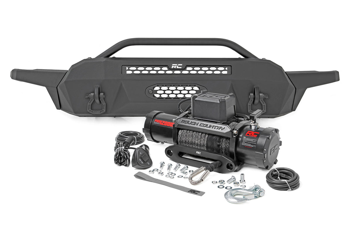 Rough Country Front Bumper | High Clearance | Toyota Tacoma 2WD/4WD (2016-2023) - None / with PRO12000S Winch