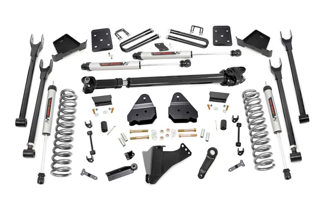 Rough Country 6 Inch Lift Kit | Ford F-250/F-350 Super Duty 4WD (2017-2022) - Yes / 3.5in Diameter / V2 Monotube Shocks, Includes Front Driveshaft: Yes
