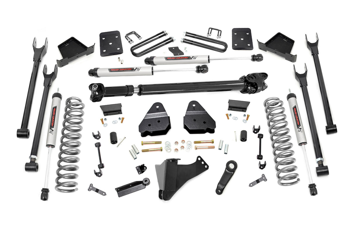 Rough Country 6 Inch Lift Kit | Ford F-250/F-350 Super Duty 4WD (2017-2022) - Yes / 3.5in Diameter / V2 Monotube Shocks, Includes Front Driveshaft: Yes
