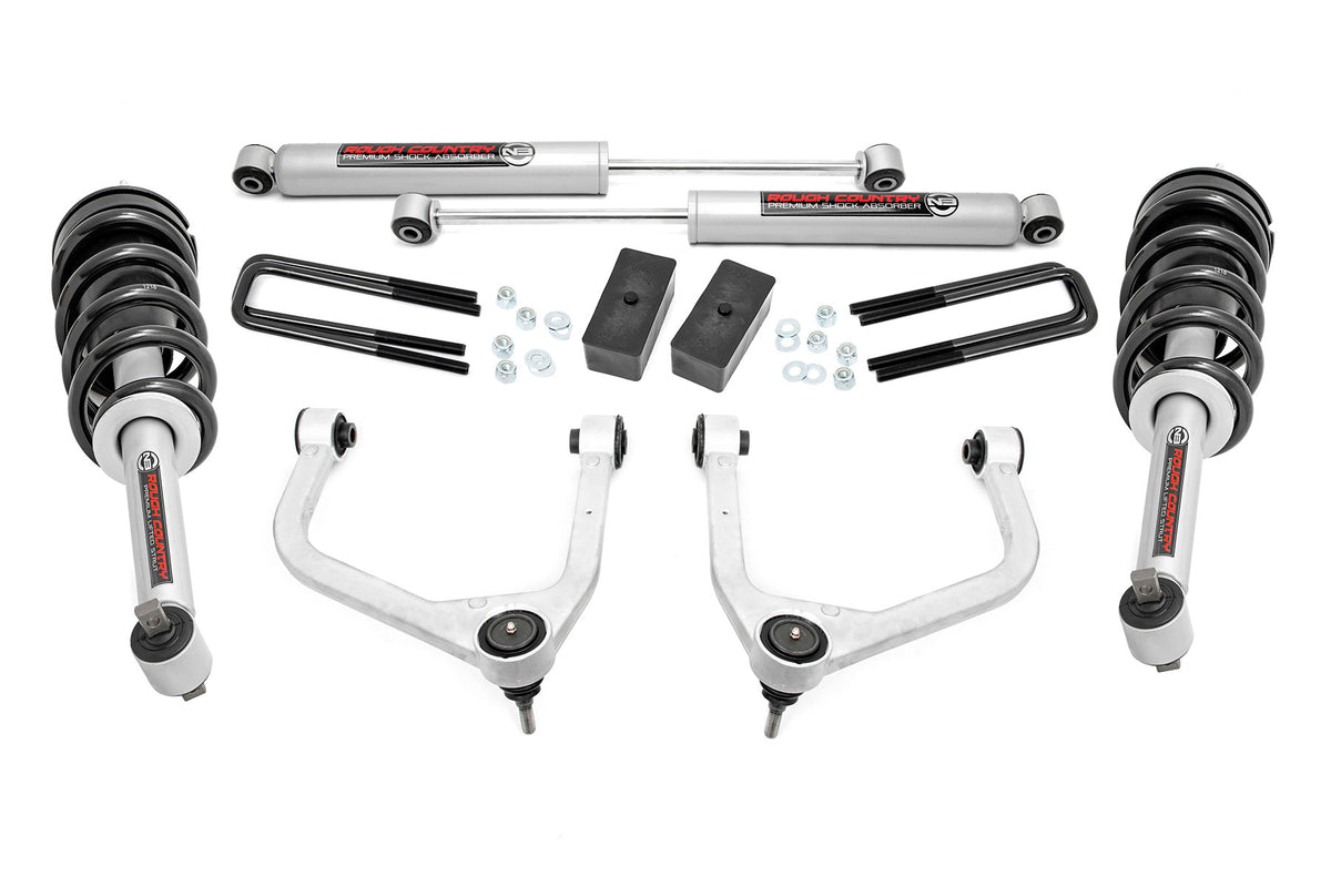 Rough Country 3.5 Inch Lift Kit | GMC Sierra 1500 2WD/4WD (2019-2024 & Refresh) - Aluminum / Multi-Leaf Spring / N3 Struts w/N3 Rear Shocks