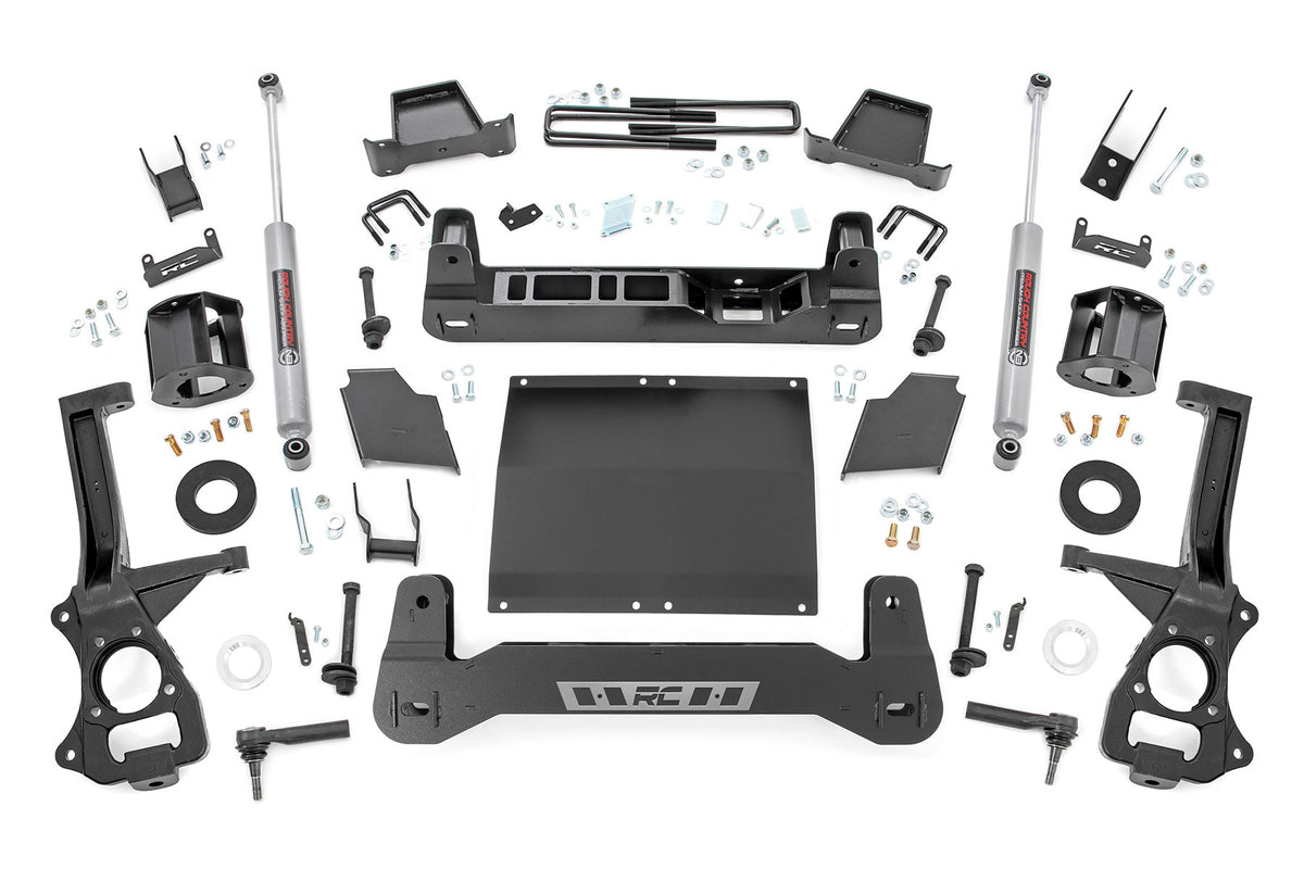 Rough Country 6 Inch Lift Kit | GMC Sierra 1500 2WD/4WD (2019-2024) - 2.7L, 3.0L / Multi-Leaf Spring / Strut Spacers w/N3 Rear Shocks