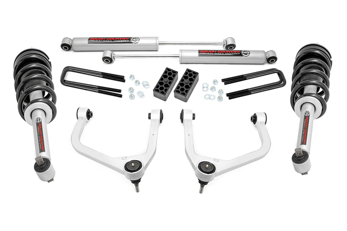 Rough Country 3.5 Inch Lift Kit | Chevy Silverado 1500 2WD/4WD (2019-2024 & Refresh) - Aluminum / Multi-Leaf Spring / N3 Struts w/N3 Rear Shocks