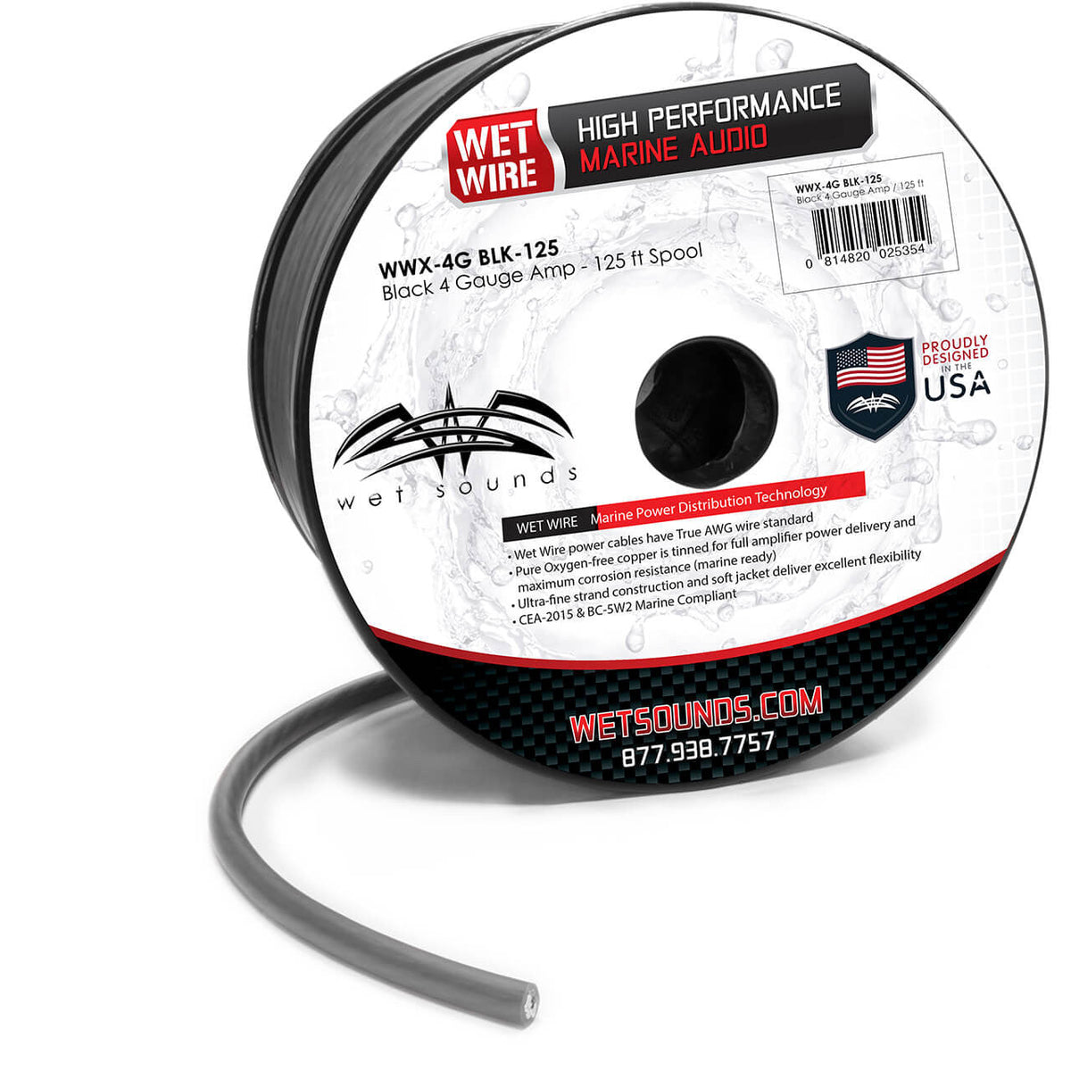 WWX-4G BLK-125 | Black Frosted 4GA Wet Wire 125 Ft Spool
