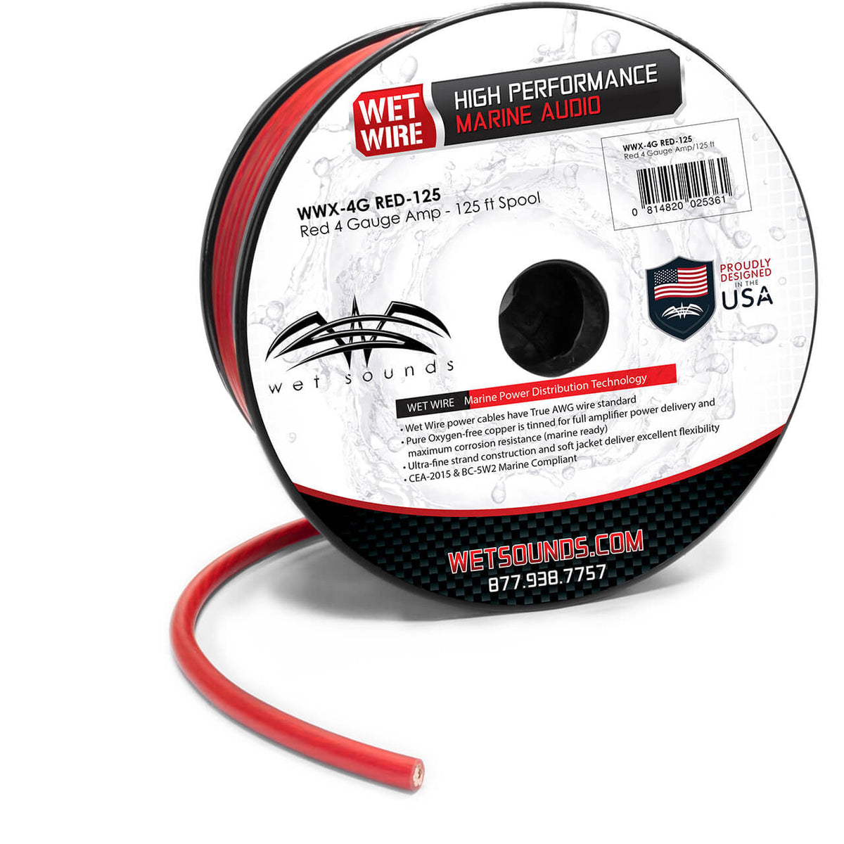 WWX-4G RED-125 | Red Frosted 4GA Wet Wire 125ft Spool