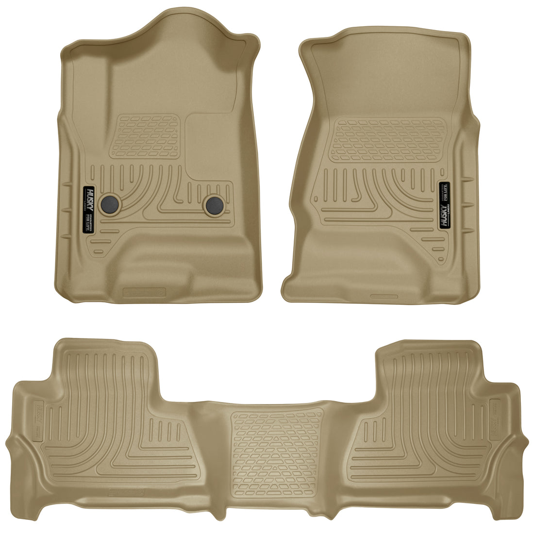 Husky Liners WeatherBeater Front & Second Seat Floor Liners - 3 Piece Fits 2015-2020 Chevy Tahoe, GMC Yukon