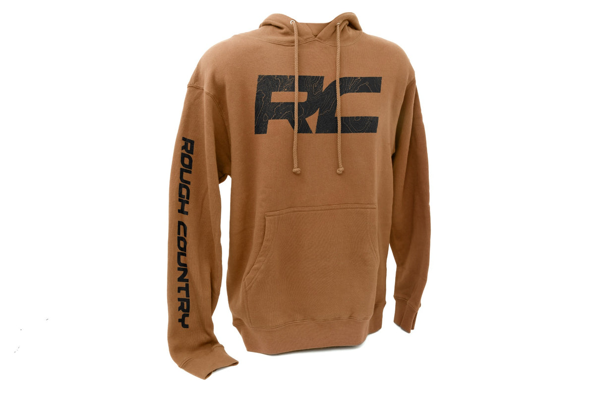 Rough Country Heavyweight Hoodie | RC Topographical | Saddle - X-Large