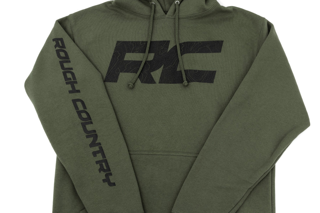 Rough Country Heavyweight Hoodie | RC Topographical | Army Green