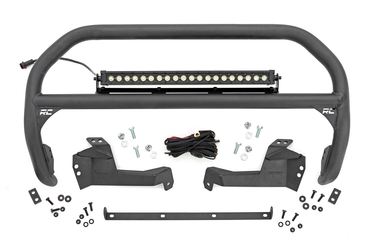 Rough Country Nudge Bar | Ford Bronco Sport 4WD (2021-2024) - Black Series w/ White DRL