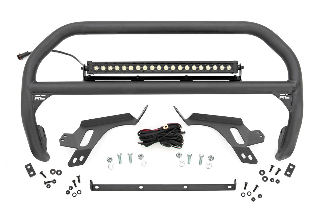Rough Country Nudge Bar | Badlands | Ford Bronco Sport 4WD (2021-2024) - Black Series w/ White DRL