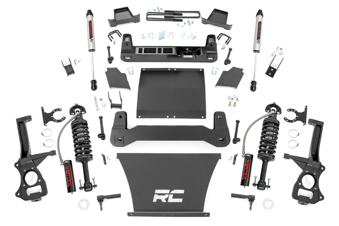 Rough Country 6 Inch Lift Kit | GMC Sierra 1500 2WD/4WD (2019-2024) - 4.3L, 5.3L, 6.2L / Multi-Leaf Spring / Vertex Coilovers w/V2 Rear Shocks