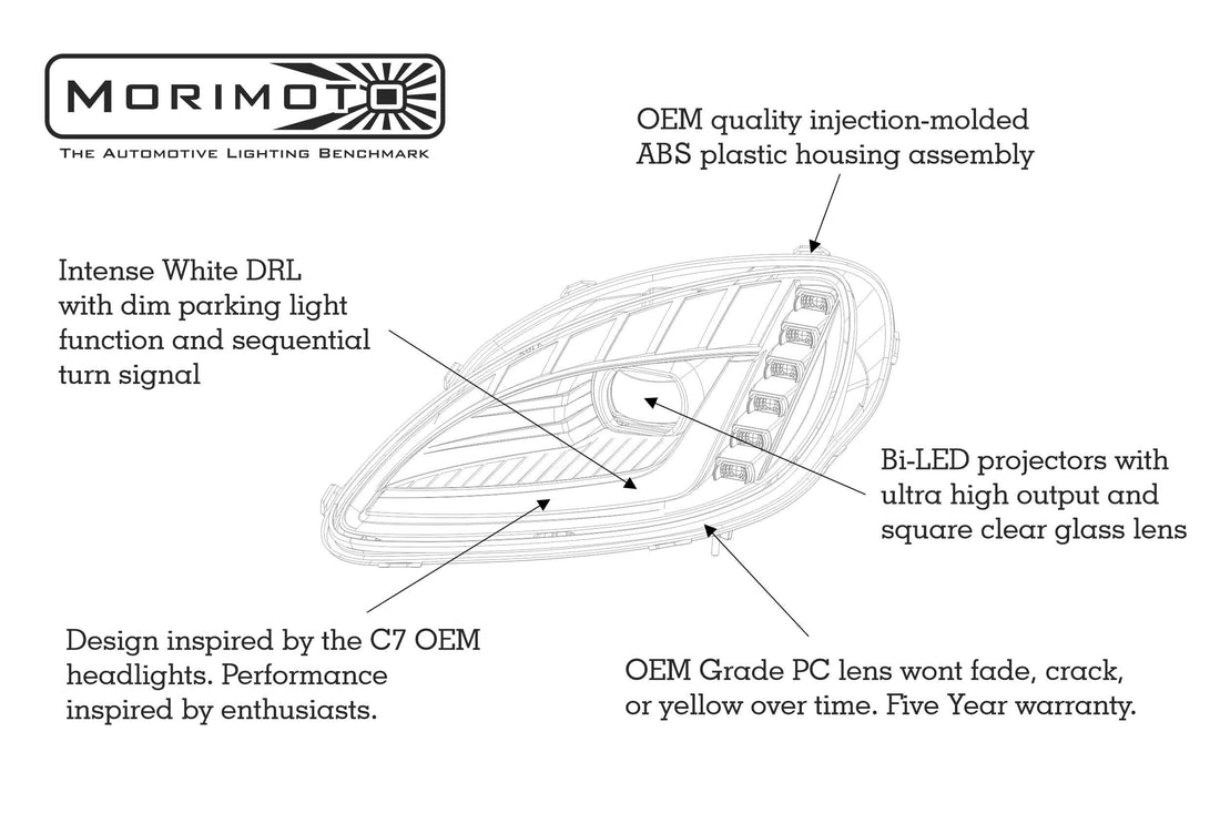 XB LED Headlights: Corvette C6 (05-13) (C7 Style / Set)