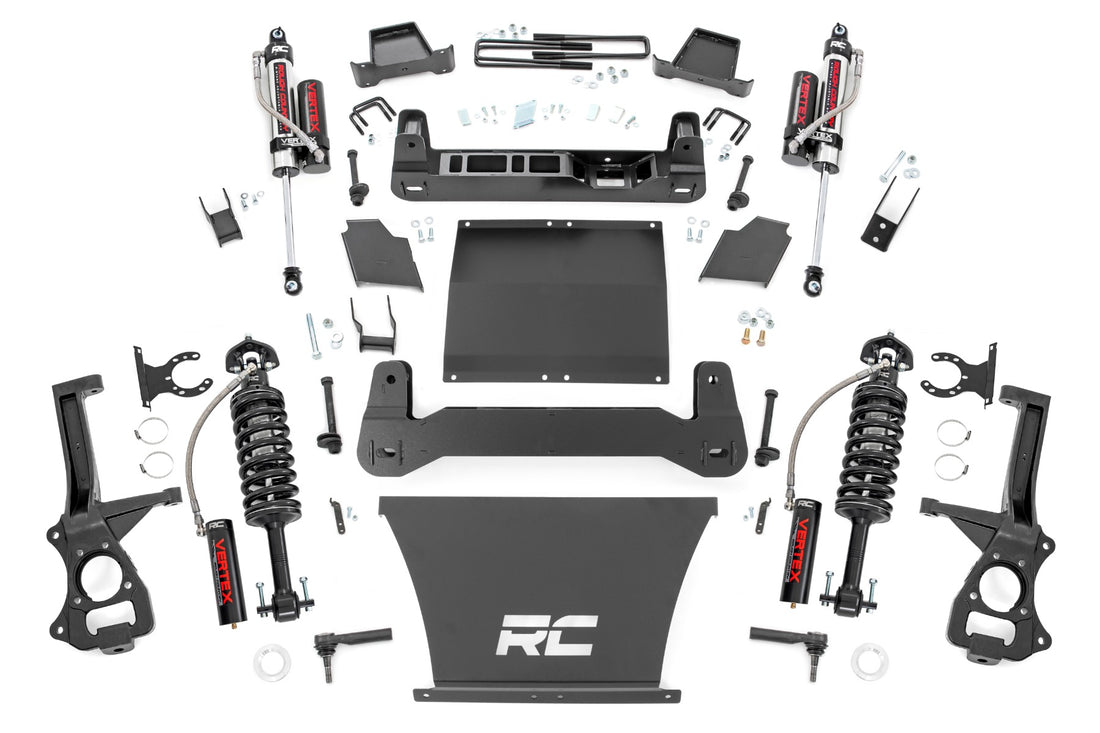 Rough Country 4 Inch Lift Kit | AT4/Trailboss | Chevy/GMC 1500 2WD/4WD (19-24)/Silverado 1500 (19-24) - Trailboss / AT4 (4.3L, 5.3L, 6.2L) / Vertex Reservoir Coilovers / Vertex Reservoir Shocks