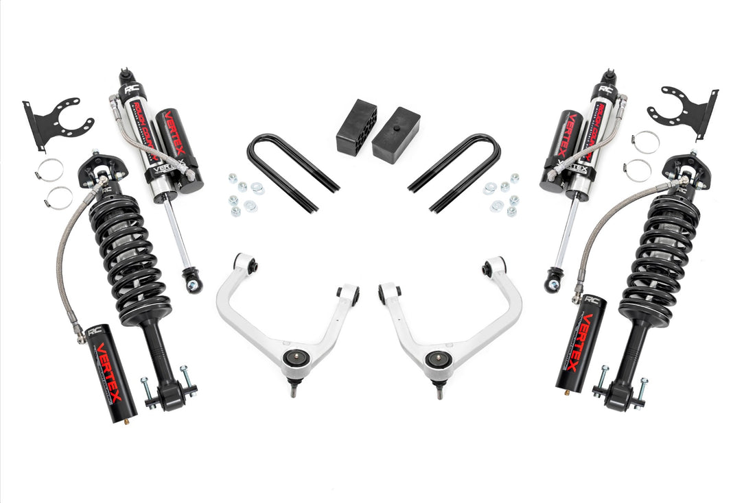 Rough Country 3.5 Inch Lift Kit | GMC Sierra 1500 2WD/4WD (2019-2024 & Refresh) - Aluminum / Mono-Leaf Spring / Vertex Coilovers w/Vertex Shocks