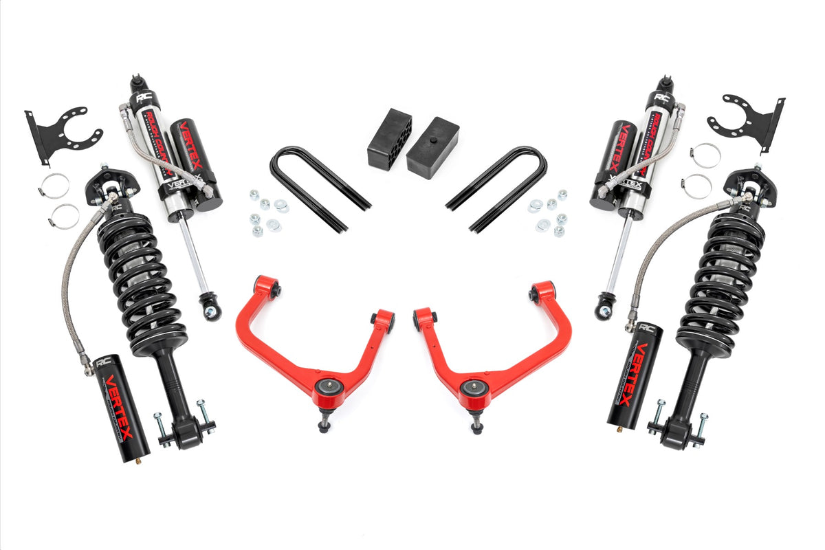 Rough Country 3.5 Inch Lift Kit | GMC Sierra 1500 2WD/4WD (2025-2026) - Red / Mono-Leaf Spring / Vertex Coilovers w/Vertex Shocks