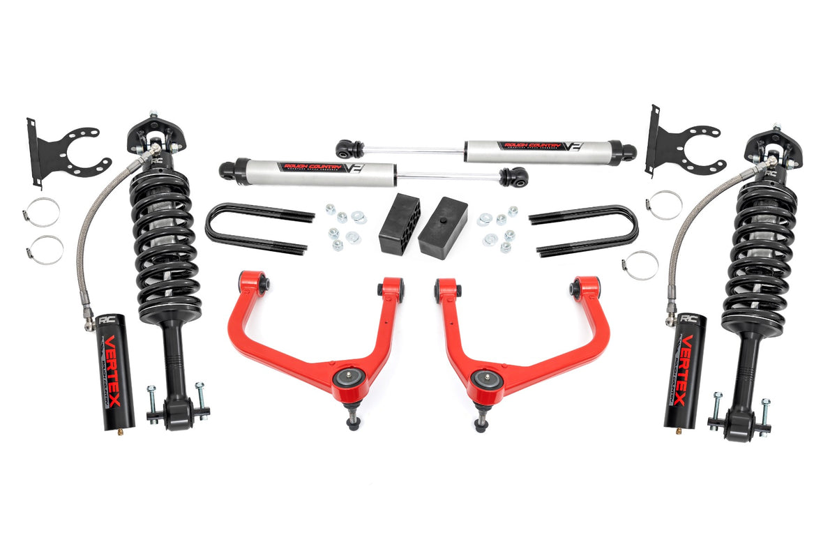 Rough Country 3.5 Inch Lift Kit | GMC Sierra 1500 2WD/4WD (2025-2026) - Red / Mono-Leaf Spring / Vertex Coilovers w/V2 Rear Shocks