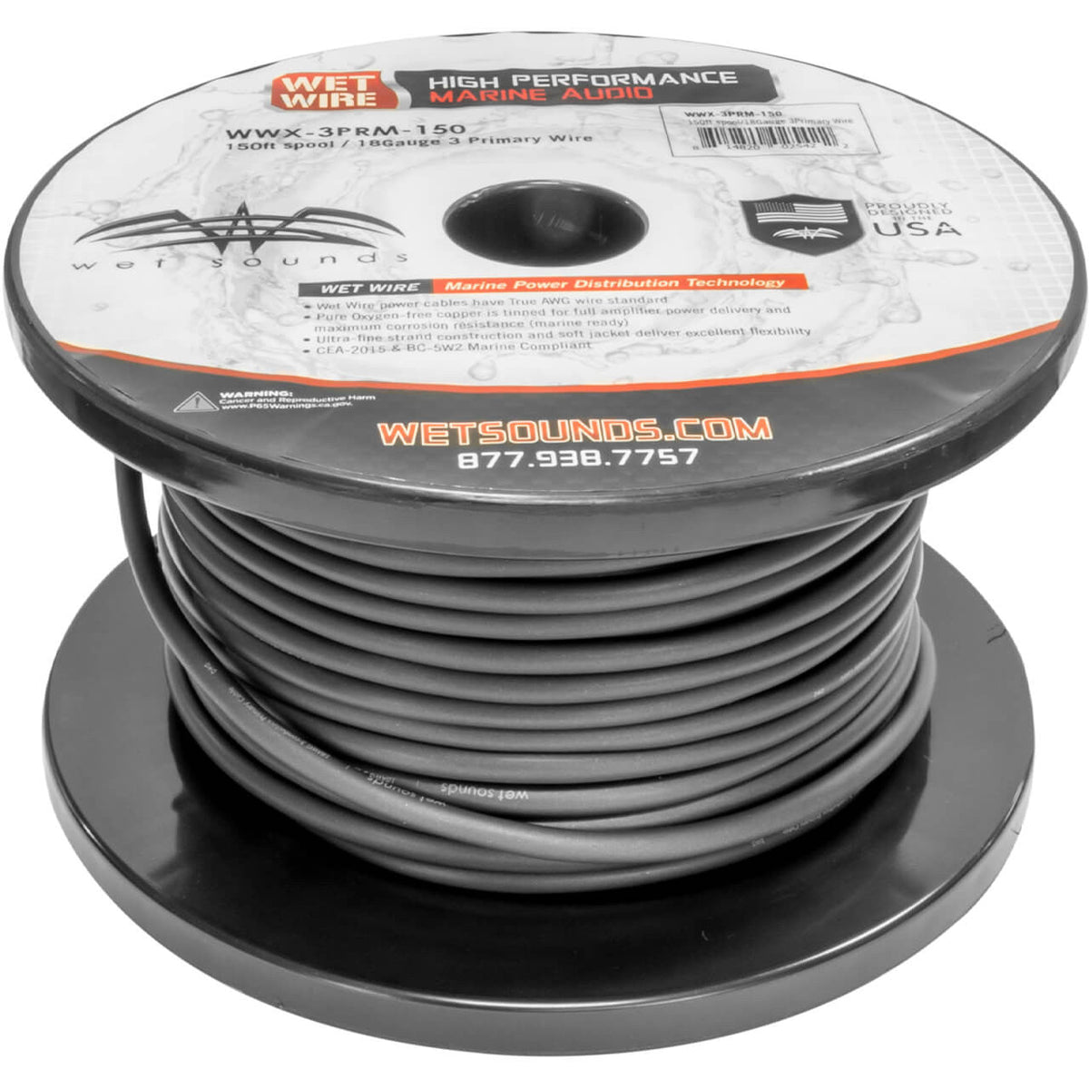 WWX-3PRM-150 | 3-Conductor 18 Gauge Primary Wet Wire - 150'  Spool