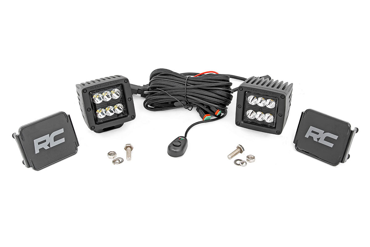 Rough Country Black Series LED Light Pair | 2-inch Square