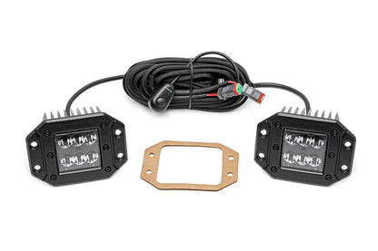 Rough Country Black Series LED Light Pair | 2-inch Square | Flush Mount