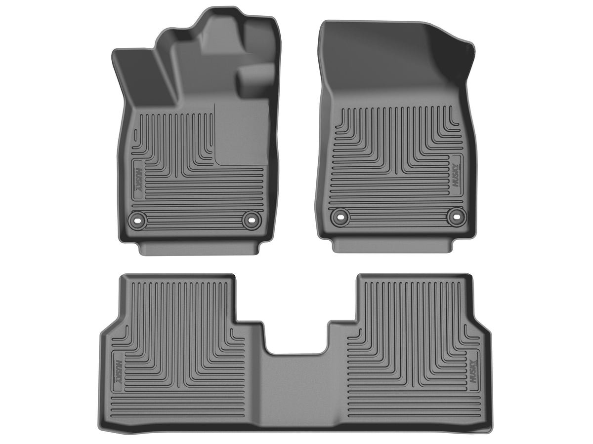 Husky Liners WeatherBeater Front & Second Seat Floor Liners - 3 Piece Fits 2021-2025 Volkswagen ID.4, 2022-2025 Audi Q4 e-tron