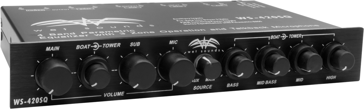 Wet Sounds Marine Multi Zone 4 Band Parametric Equalizer | WS-420 SQ