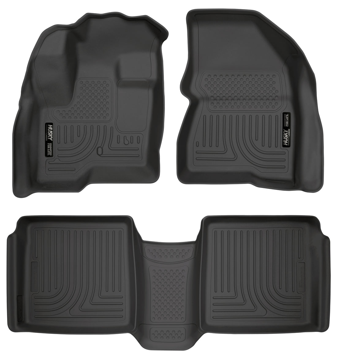 Husky Liners WeatherBeater Front & Second Seat Floor Liners - 3 Piece Fits 2009-2019 Ford Flex, 2010-2019 Lincoln MKT
