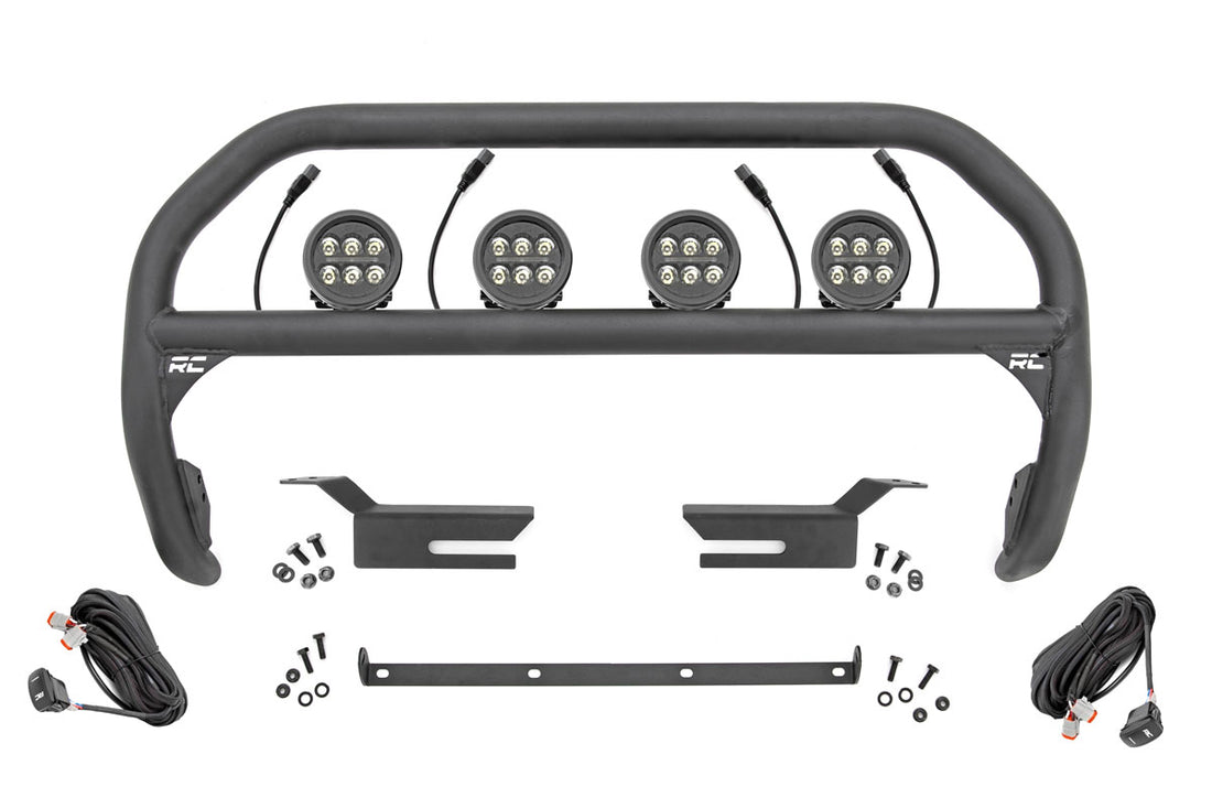 Rough Country Nudge Bar | Ford Bronco 4WD (2021-2026) - 3.5" Round w/ Amber DRL