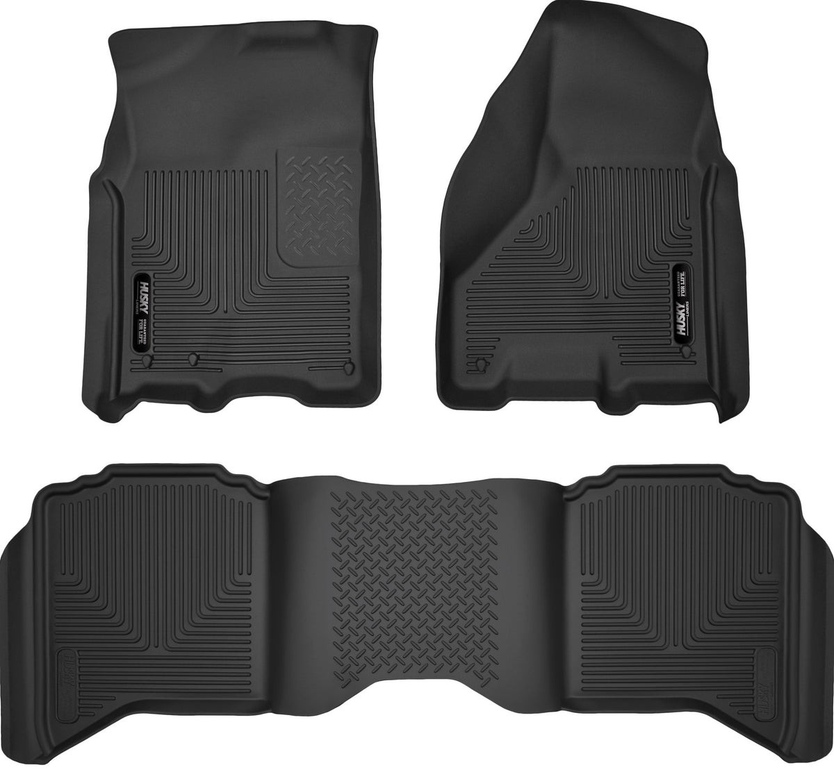 Husky Liners WeatherBeater Front & Second Seat Floor Liners - 3 Piece Fits Many 2009-2024 Dodge, Ram