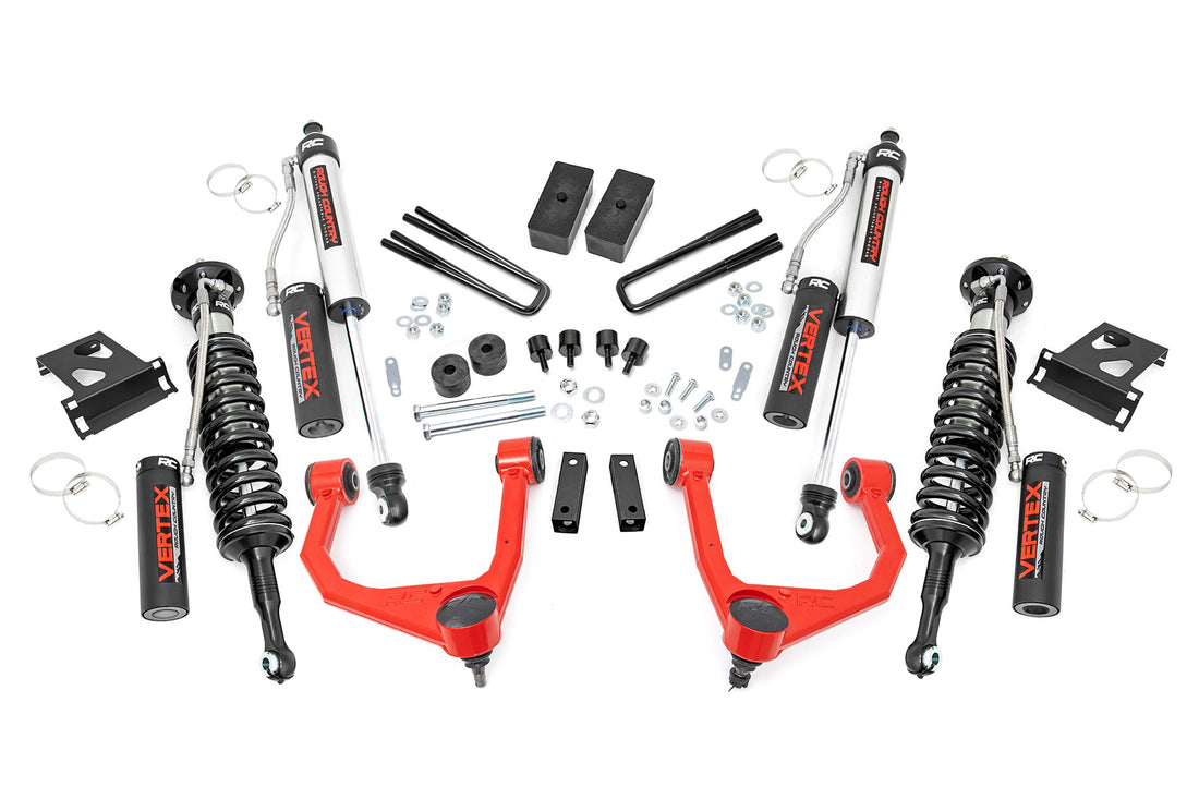 Rough Country 3.5 Inch Lift Kit | Toyota Tundra 2WD/4WD (2007-2021) - Red / Vertex Reservoir Coilovers (4WD Only) / Vertex Reservoir Shocks