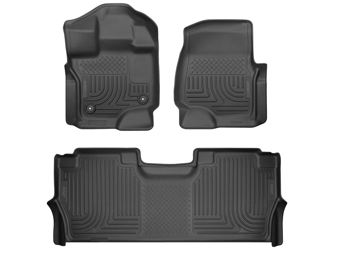 Husky Liners WeatherBeater Front & Second Seat Floor Liners - 3 Piece Fits 2021-2026 Ford F150, F150 Raptor, 2022-2025 F150 Lightning