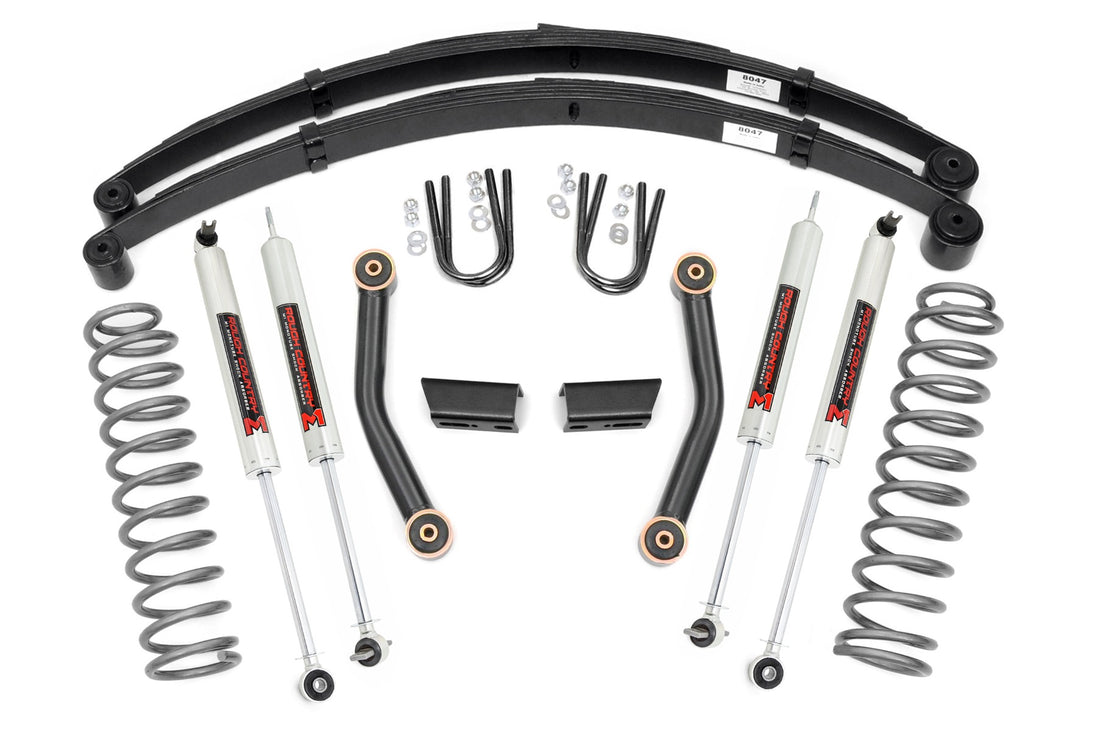 Rough Country 3 Inch Lift Kit | Jeep Cherokee XJ (84-01) - M1 Monotube / Leaf Springs