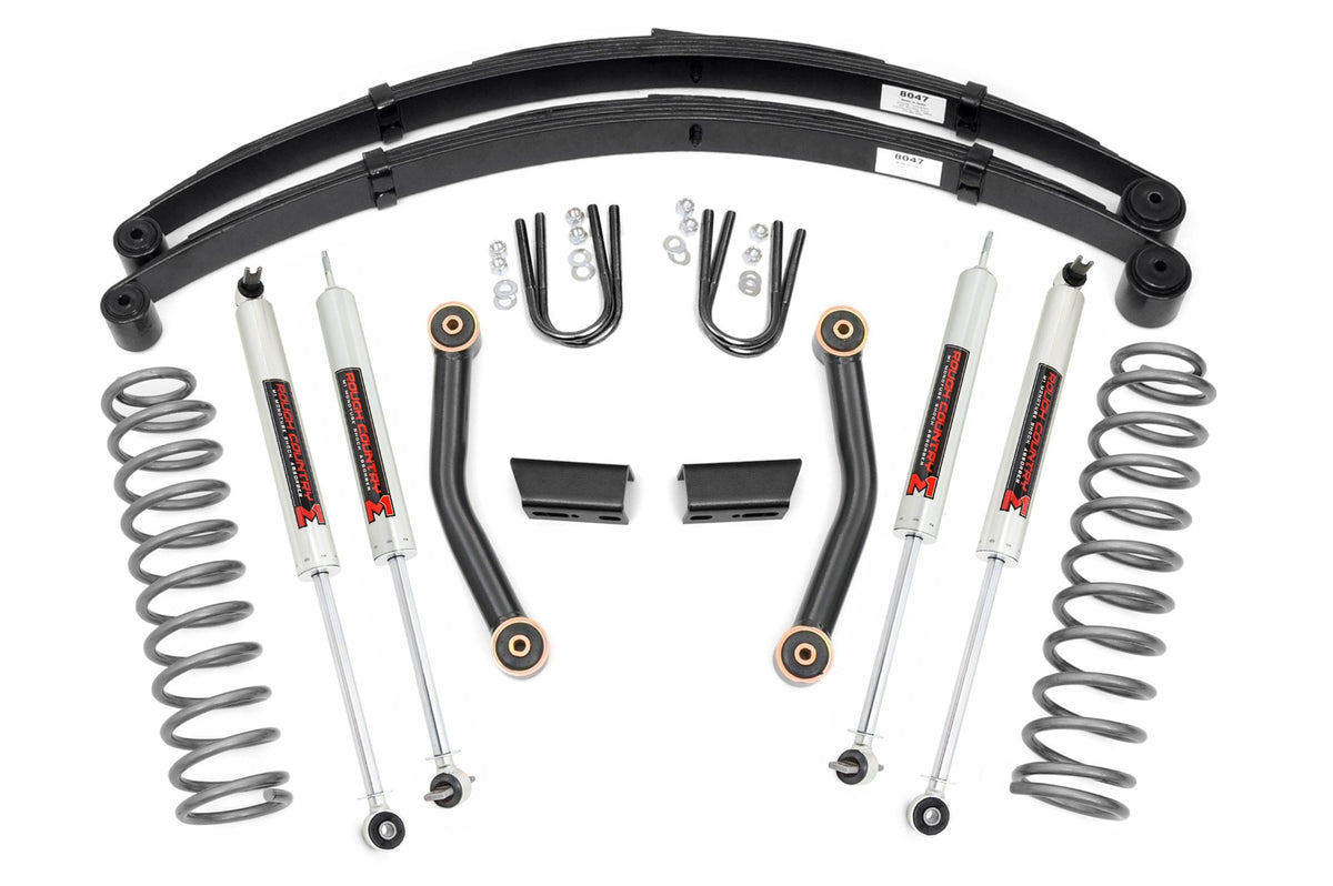 Rough Country 3 Inch Lift Kit | Jeep Cherokee XJ (84-01) - M1 Monotube / Leaf Springs