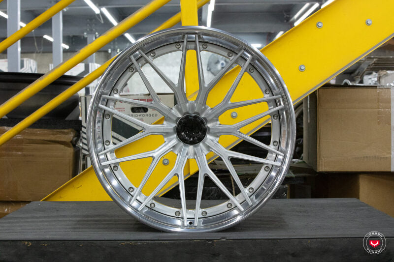 Vossen VPS-4 3pc Wheel | 5x112 Bolt Pattern - Brshd Cntr / Plshd Lip / Raw Hardware / Satin Black / 20x9 / -