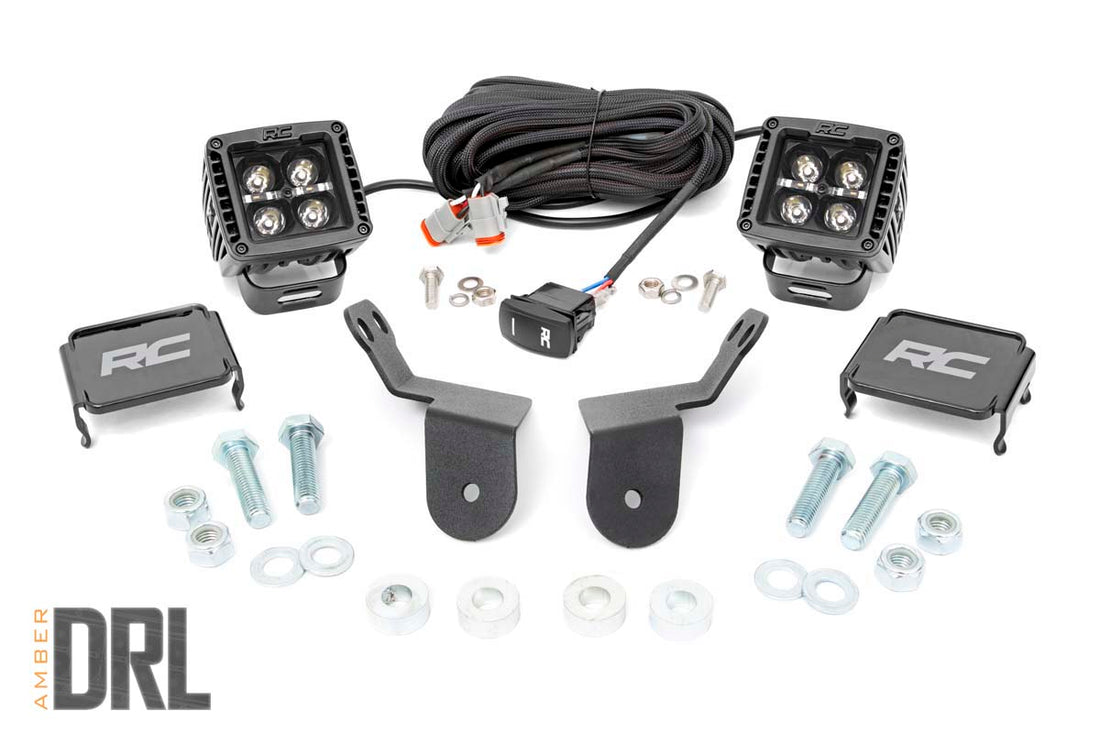 Rough Country LED Cube Light Kit | Forward Facing | Honda Pioneer 1000/Pioneer 1000-5 - Black Series w/ Amber DRL