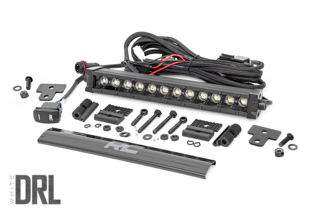 Rough Country 12" LED Light Kit | Bumper Mount | Can-Am Defender HD8/HD9/HD10 - Black Series w/ White DRL